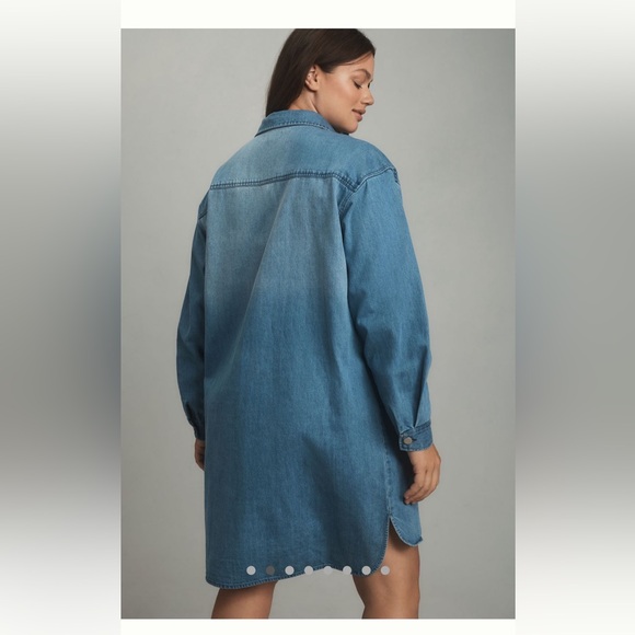 NWT Anthropologie Porridge Long Sleeve Collared Denim Mini Shirt Dress - Picture 5 of 13